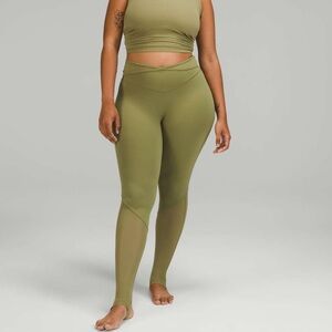 Lululemon Nulu and Crisscross Mesh Stirrup Tight Legging Bronze Green